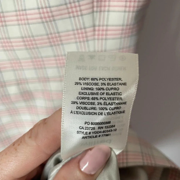 Aritzia Wilfred New Classic Isabelle Check Plaid Mini  Dress Pink White Sz 8 - Picture 6 of 6